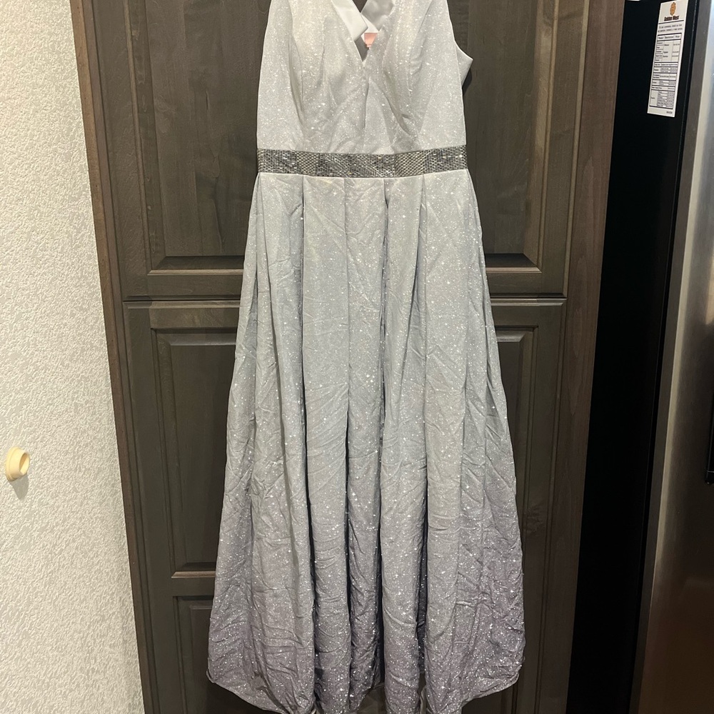 Elegant Silver Sparkly Evening Gown